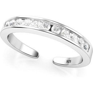 Adjustable Sterling Silver Toe Ring with Cubic Zirconia